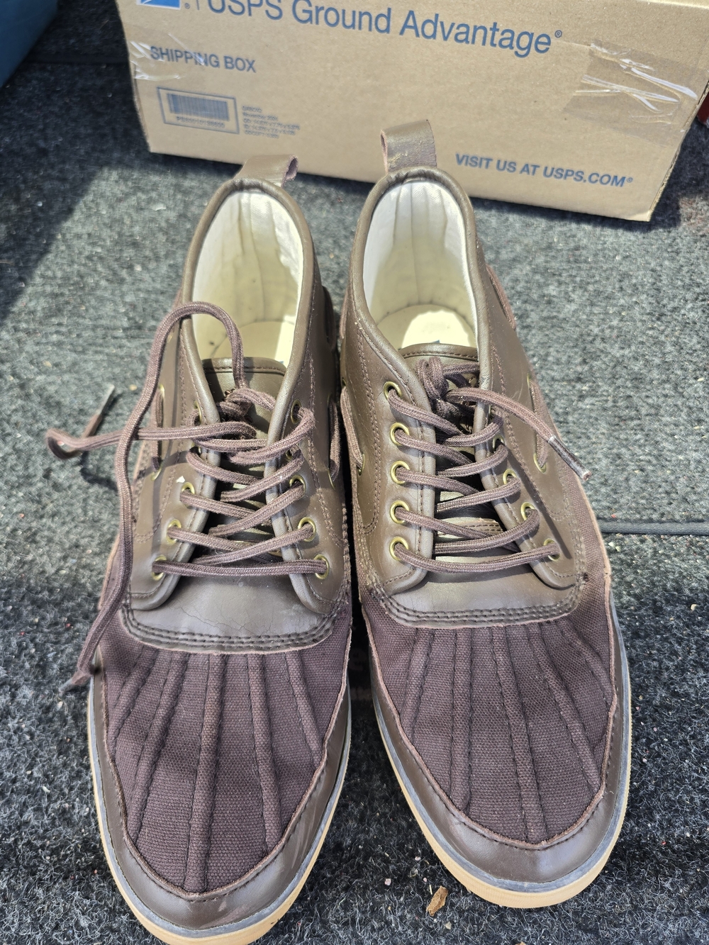 Ralph Lauren Brown Canvas &‎ Leather Lace-Up Sneakers